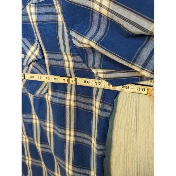 Ely Cattleman Blue White Plaid Pearl Snap shirt Tall Man 2XLT Long Sleeve - Picture 4 of 6